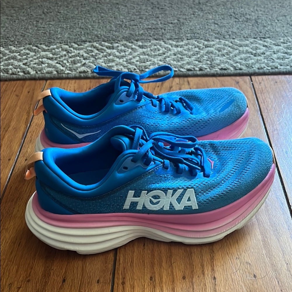 Hoka Blue and Pink Athletic Shoes with Breathable Mesh